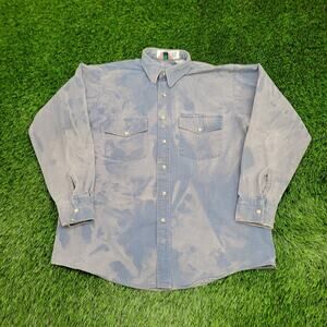 Vintage Winter-Run Button Shirt XL 23x27 Faded Blue Bleached